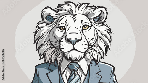 Lion carton character with formal dress vector image. Illustration of cute lion design graphic on the white background