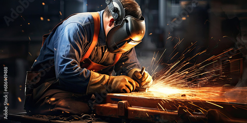 welder and ironworker in an industrial production line