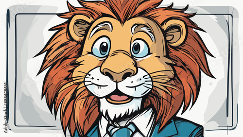 Lion carton character with formal dress vector image. Illustration of cute lion design graphic on the white background