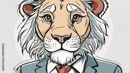 Lion carton character with formal dress vector image. Illustration of cute lion design graphic on the white background
