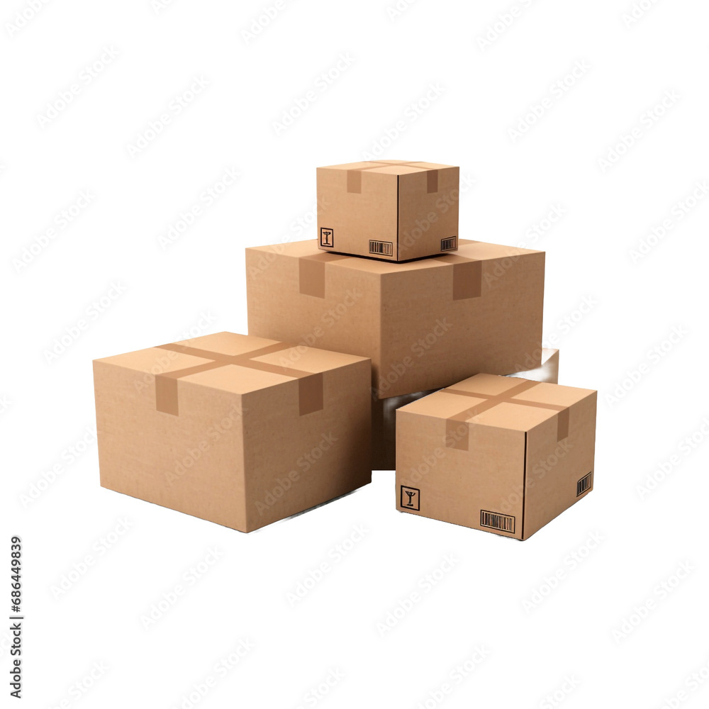 Cardboard boxes isolated on transparent background Cardboard boxes isolated on transparent background