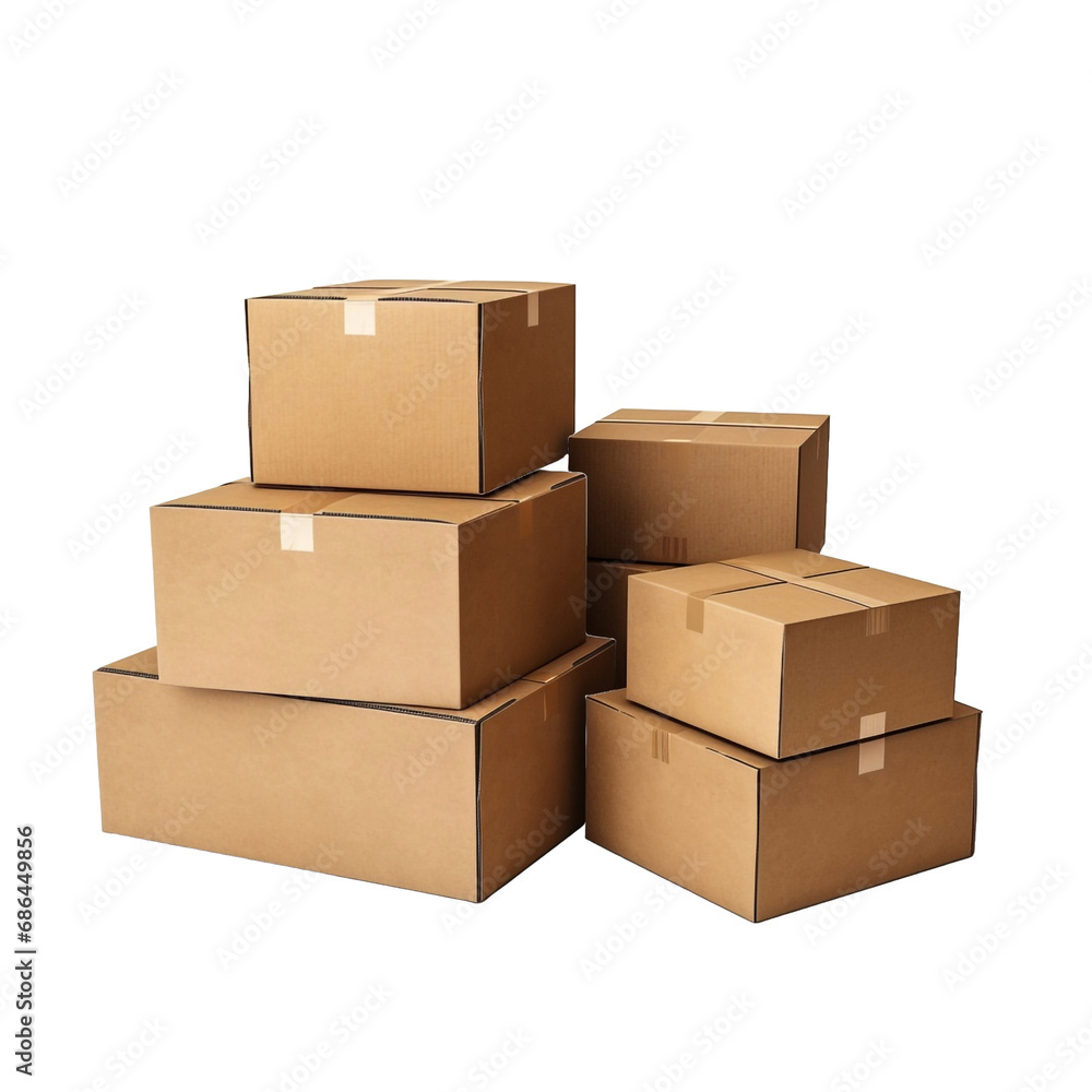 Cardboard boxes isolated on transparent background Cardboard boxes isolated on transparent background