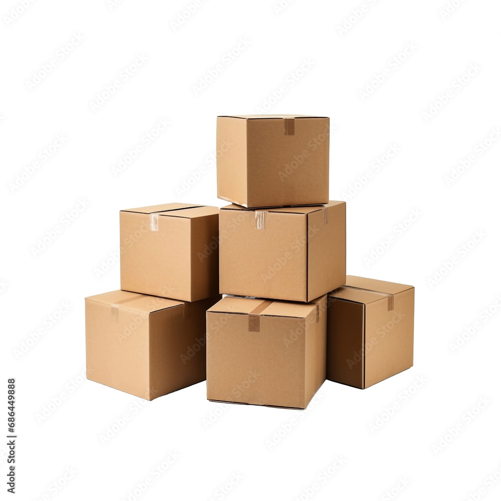 Cardboard boxes isolated on transparent background