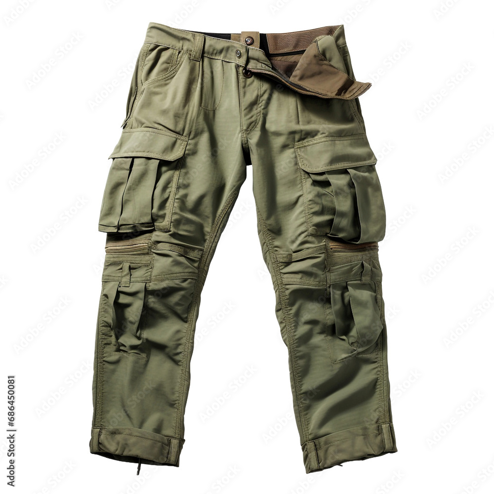Cargo pants for men with a plain isolated on transparent background Cargo pants for men with a plain isolated on transparent background