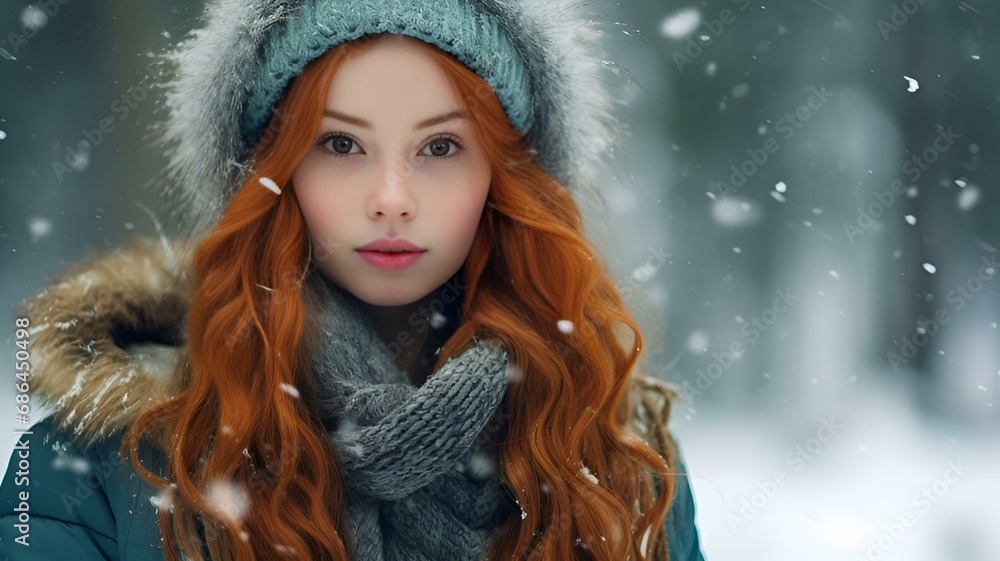 portrait of a woman in winter portrait of a woman in winter