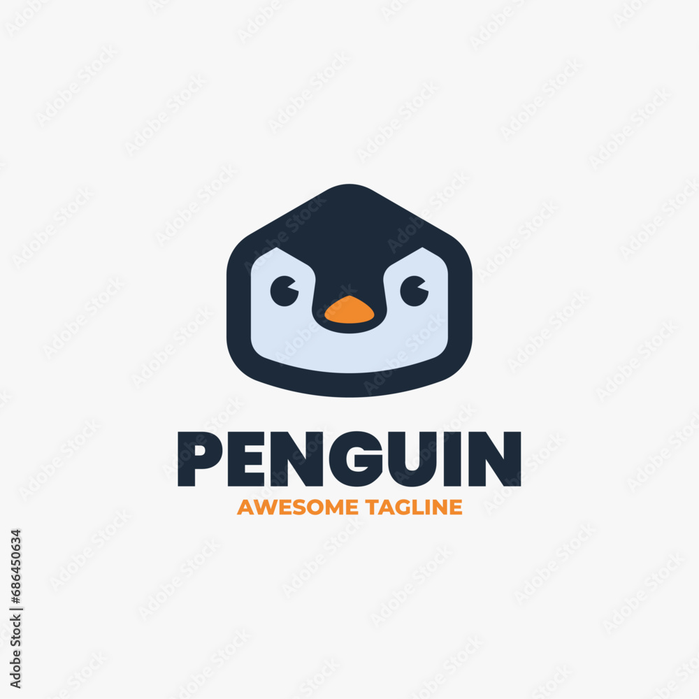 Vector Logo Illustration Penguin Line Art Style. Vector Logo Illustration Penguin Line Art Style.