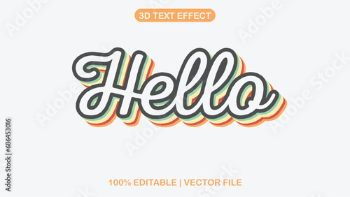 Fully Editable Text Effect Style hello eps vector with white background