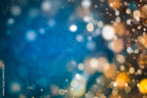 blue holiday background with defocused lights. bokeh