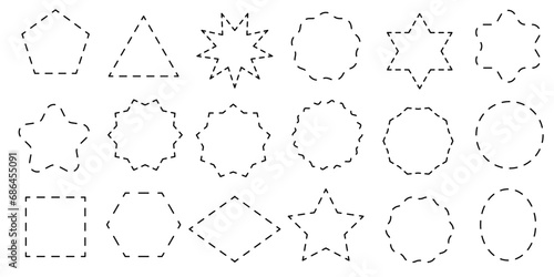 Geometric figures. A set of templates with dotted line. Vector illustration. EPS 10.