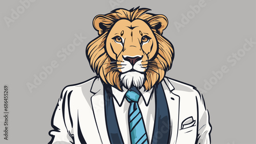 Lion carton character with formal dress vector image. Illustration of cute lion design graphic on the white background