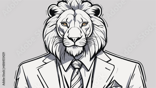Lion carton character with formal dress vector image. Illustration of cute lion design graphic on the white background