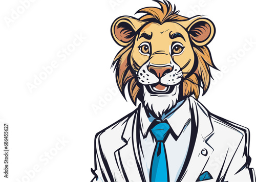 Lion carton character with formal dress vector image. Illustration of cute lion design graphic on the white background