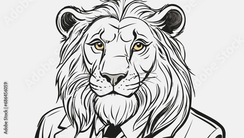 Lion carton character with formal dress vector image. Illustration of cute lion design graphic on the white background