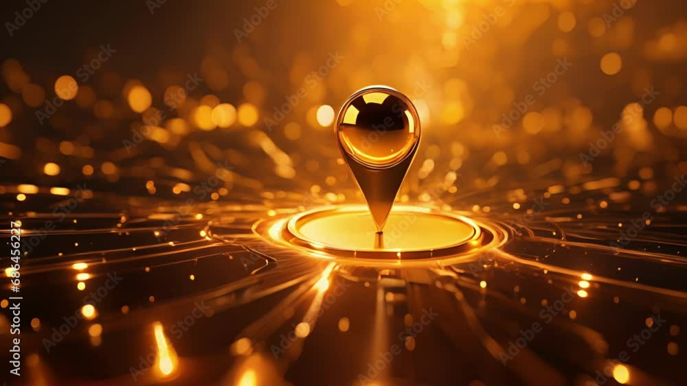 custom made wallpaper toronto digitalAn abstract depiction of a digital location pin, lit up in a dazzling golden hue. .