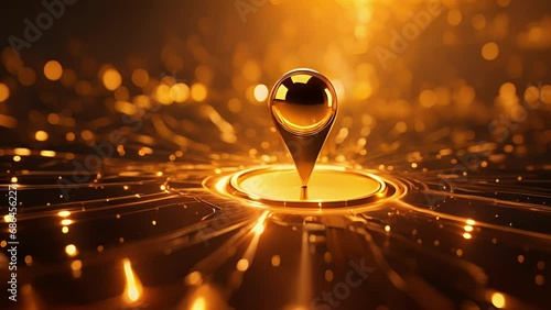 Wallpaper Mural An abstract depiction of a digital location pin, lit up in a dazzling golden hue. . Torontodigital.ca