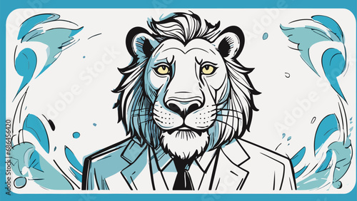 Lion carton character with formal dress vector image. Illustration of cute lion design graphic on the white background
