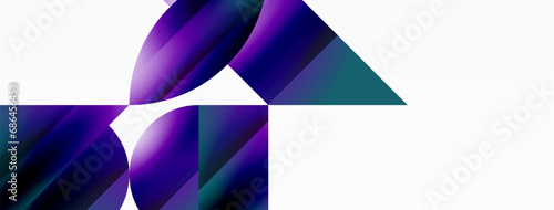 Serene gradient template. Circles and triangles mingle in minimalist perfection. Gentle fusion of forms and hues creates balanced yet captivating backdrop, embodying modern sophistication