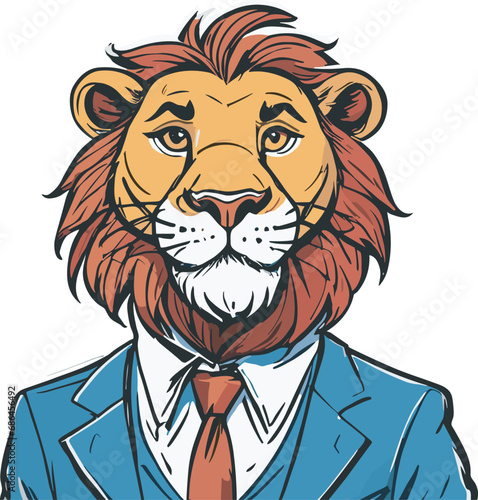 Lion carton character with formal dress vector image. Illustration of cute lion design graphic on the white background