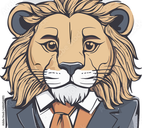 Lion carton character with formal dress vector image. Illustration of cute lion design graphic on the white background