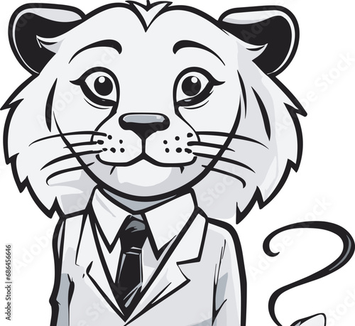 Lion carton character with formal dress vector image. Illustration of cute lion design graphic on the white background