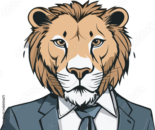 Lion carton character with formal dress vector image. Illustration of cute lion design graphic on the white background