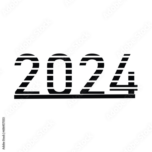 Happy new year 2024 design. With colorful truncated number illustrations. Premium vector design for poster, banner, greeting and new year 2024 celebration.