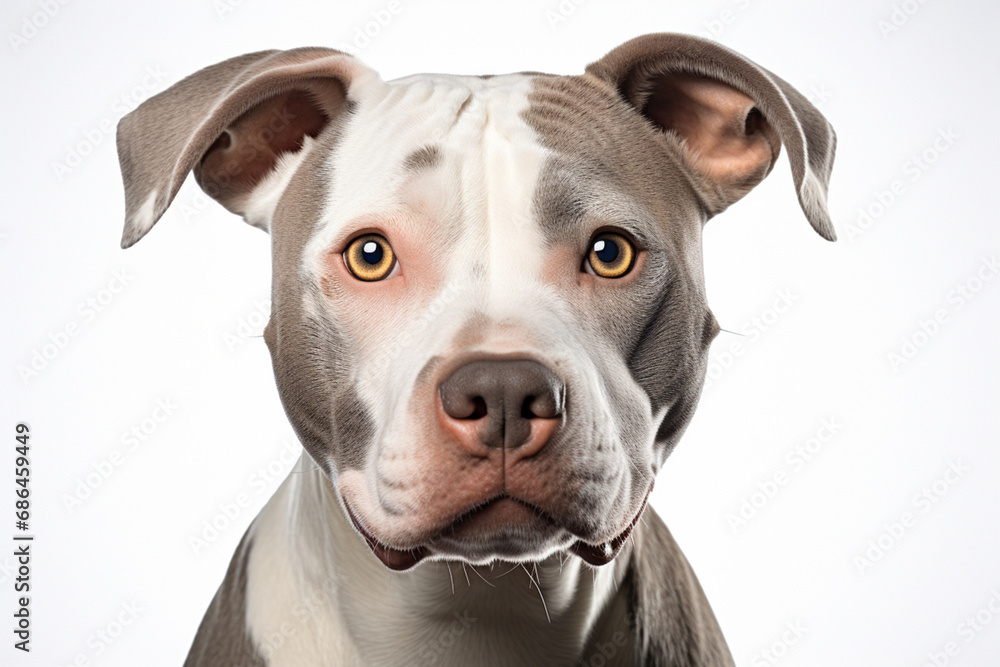 Pitbull close-up portrait. Adorable canine studio photography.