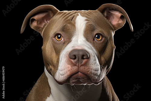 Pitbull close-up portrait. Adorable canine studio photography. © Laser Eagle