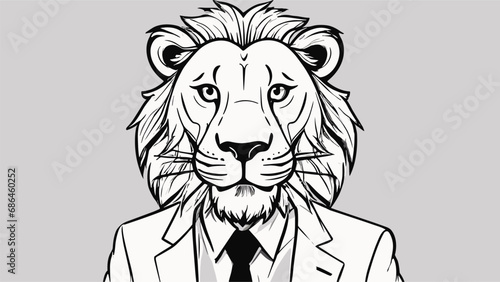 Lion carton character with formal dress vector image. Illustration of cute lion design graphic on the white background