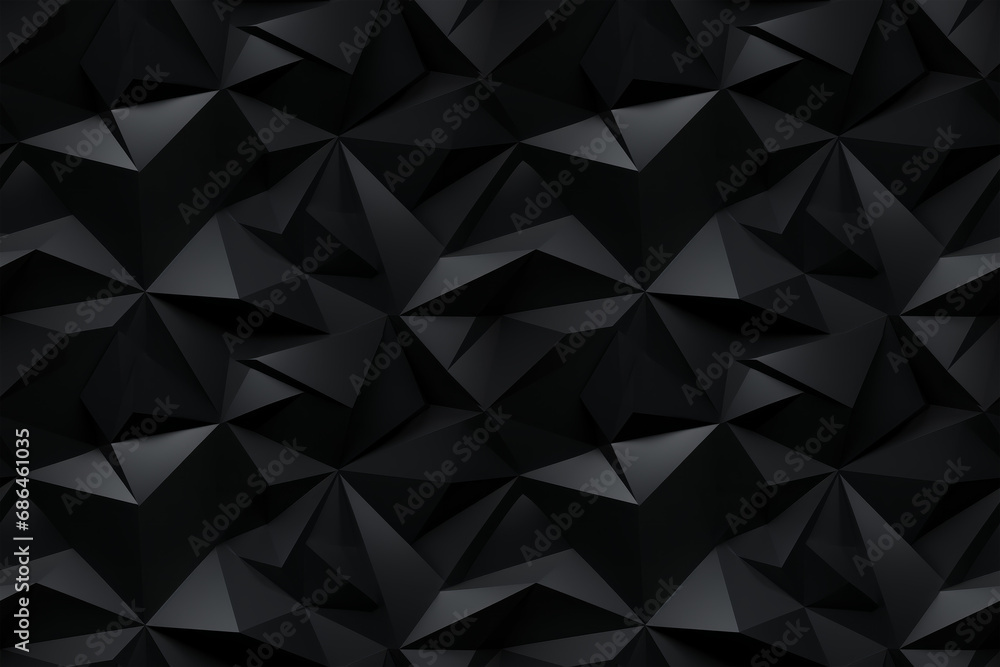 Black 3D Geometric Seamless Pattern Texture of Angular Shapes and Prisms Background: Angular geometric shapes and prisms in varying orientations result in a dynamic and architectural-inspired design - obrazy, fototapety, plakaty 
