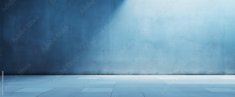 Blue concrete wall and floor with light and shadow backgrounds, use for ...
