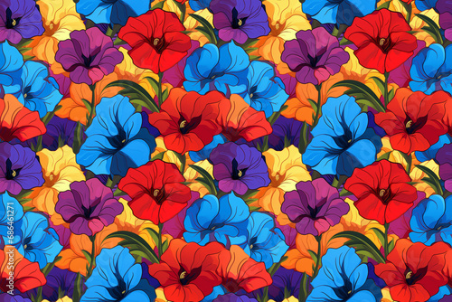 Colorful Petunia Parade Pattern: A lively pattern of multicolored petunias, representing comfort and solace