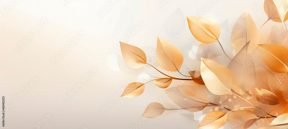 Gold leaves . Gold paper Luxurious golden wallpaper abstract gold wallpaper.  Gold floral background.Golden Luxury botanical Illustration AI.