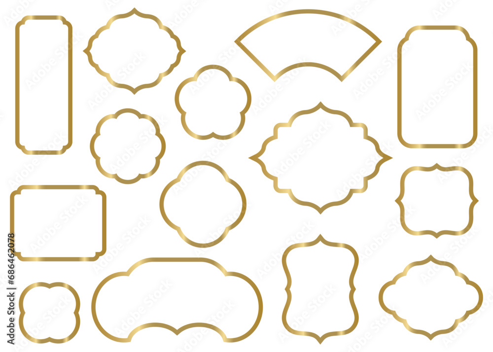 Fototapeta premium 中華風フレームのセット アジアンフレーム