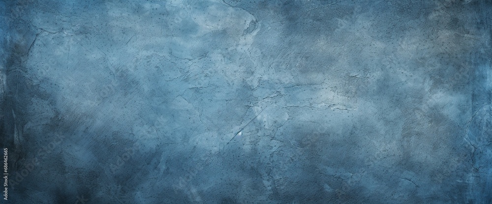 Blue decorative plaster texture with vignette. Abstract grunge background with copy space for design
