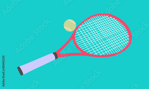 flat illustration of tennis racket and ball