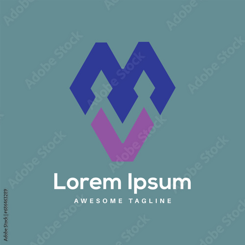 MV Letter Logo Design Free Icon