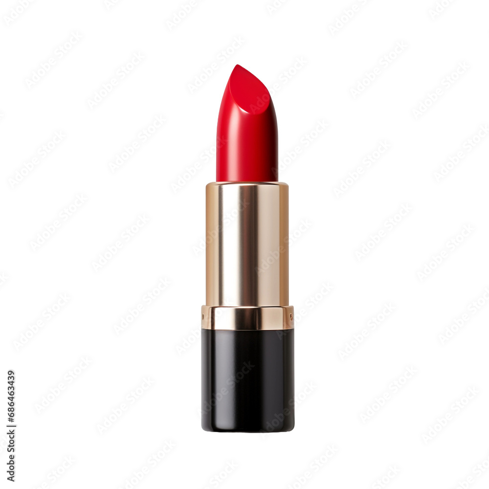 Close up of red lipstick tube isolated on transparent background Close up of red lipstick tube isolated on transparent background
