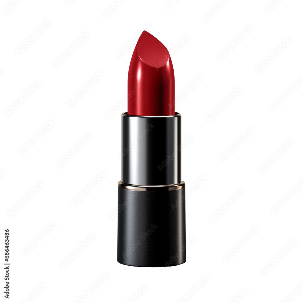 Close up of red lipstick tube isolated on transparent background Close up of red lipstick tube isolated on transparent background