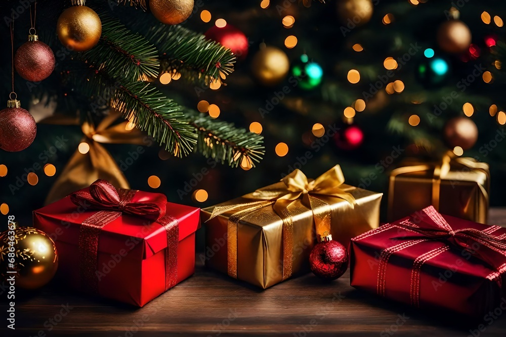 christmas tree and gifts  Generated Ai