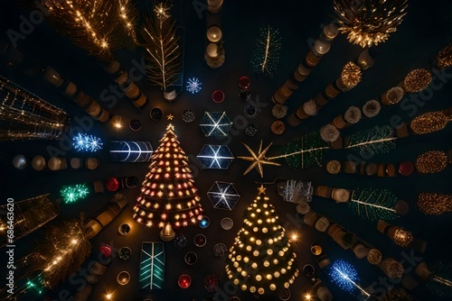 christmas tree with lights  Generated Ai