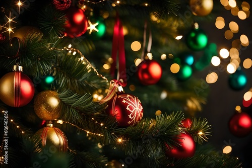 christmas tree and decorations  Generated Ai