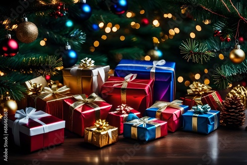 christmas tree and gifts Generated Ai
