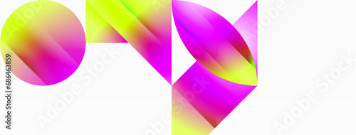 Serene gradient template. Circles and triangles mingle in minimalist perfection. Gentle fusion of forms and hues creates balanced yet captivating backdrop, embodying modern sophistication