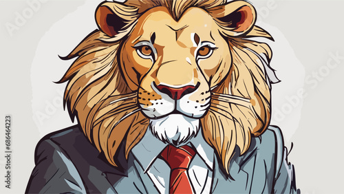 Lion carton character with formal dress vector image. Illustration of cute lion design graphic on the white background