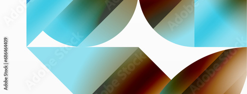 Serene gradient template. Circles and triangles mingle in minimalist perfection. Gentle fusion of forms and hues creates balanced yet captivating backdrop, embodying modern sophistication