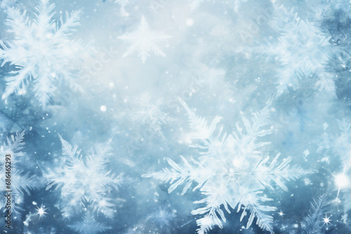 Winter background with snowflakes. Christmas and New Year concept. © Jioo7