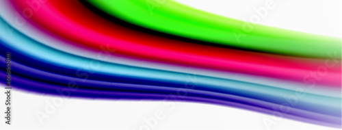 Rainbow color silk blurred wavy line background on white, luxuriously vibrant visually captivating backdrop. Stunning blend of colors reminiscent of rainbow, silky and gracefully blurred wavy pattern