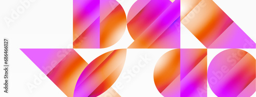 Serene gradient template. Circles and triangles mingle in minimalist perfection. Gentle fusion of forms and hues creates balanced yet captivating backdrop, embodying modern sophistication