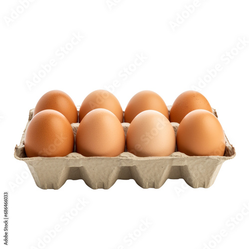 Egg carton with clipping path isolated on transparent background